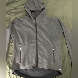 Women’s Charcoal GapFit Breathe Hooded Zip Up Jacket-Size Large